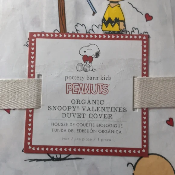 Pottery barn kids snoopy valentine's duvet & sham. Twin size. - Picture 2 of 3